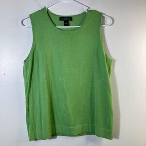 Womens August Silk Silk Blend Top Round Neck Sleeveless XL Green Viscose Silk Ny